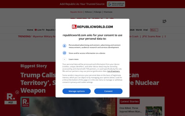 Screenshot of republicworld.com