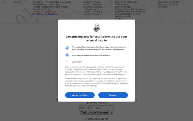Screenshot of gematrix.org