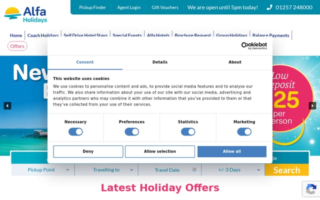 Screenshot of alfatravel.co.uk
