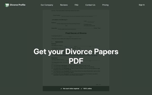 Screenshot of divorceprofile.com