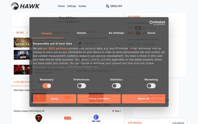 Screenshot of hawk.live