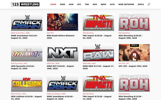 Screenshot of 123wrestling.com