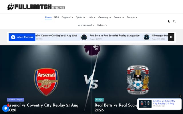 Screenshot of fullmatchshows.com