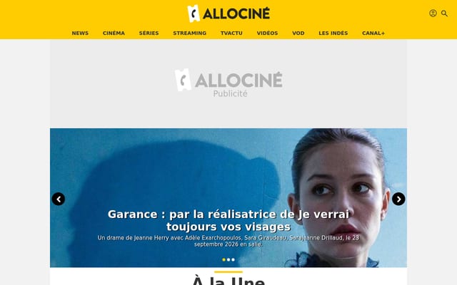 Screenshot of allocine.fr