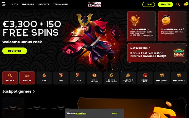 Screenshot of spinsamurai1.com