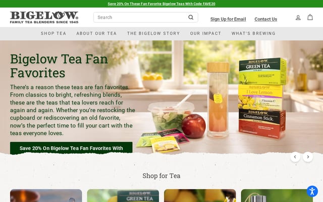 Screenshot of bigelowtea.com