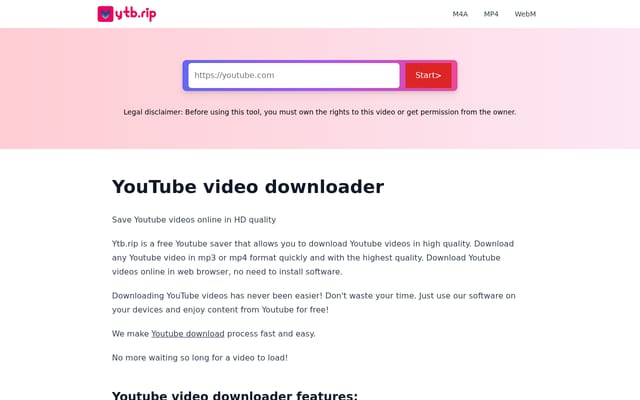Screenshot of ytb.rip