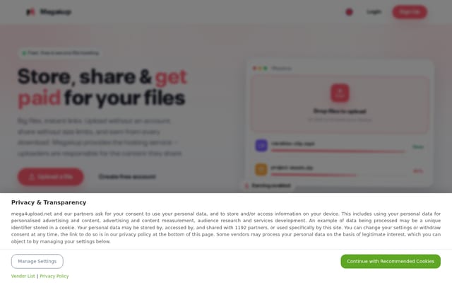 Screenshot of mega4up.com