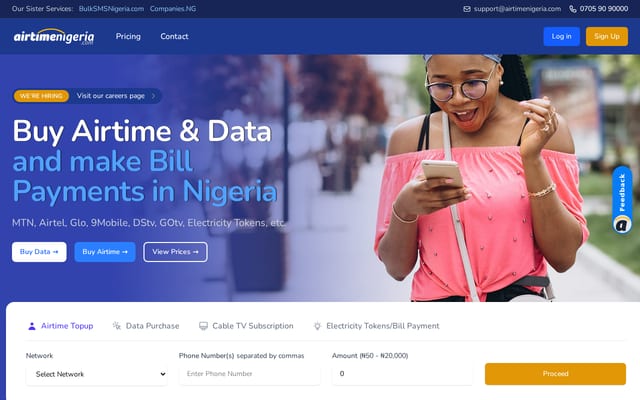 Screenshot of airtimenigeria.com