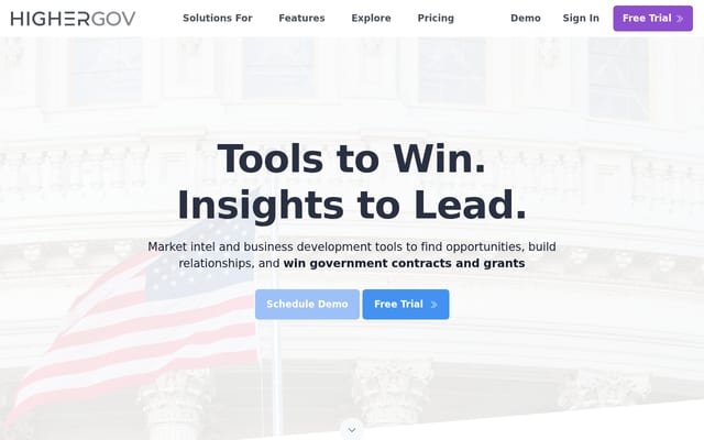 Screenshot of highergov.com