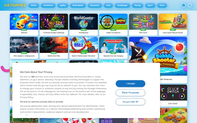 Screenshot of keygames.com