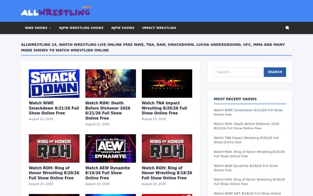 Screenshot of allwrestling24.com