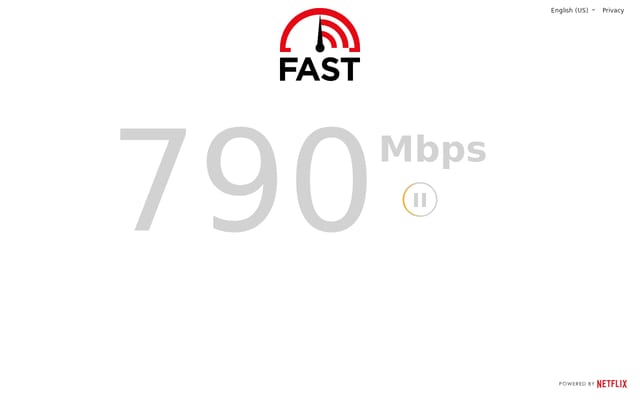 Screenshot of fast.com