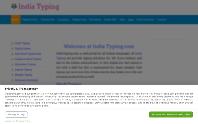 Screenshot of indiatyping.com