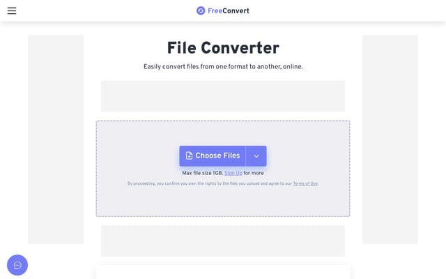 Screenshot of freeconvert.com