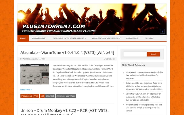 Screenshot of plugintorrent.com