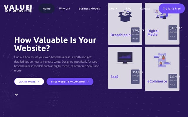 Screenshot of valuemywebsite.com