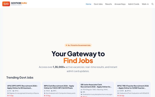 Screenshot of govtjobguru.in