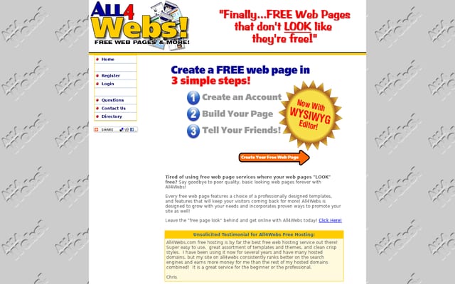 Screenshot of all4webs.com