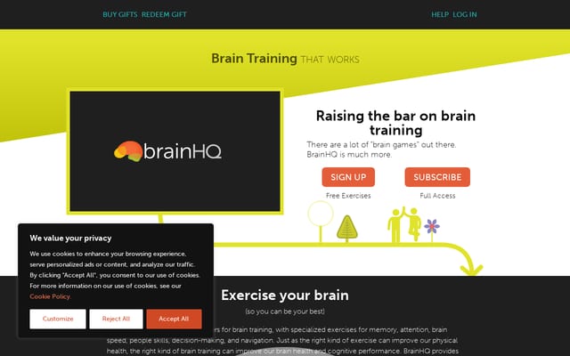 Screenshot of brainhq.com