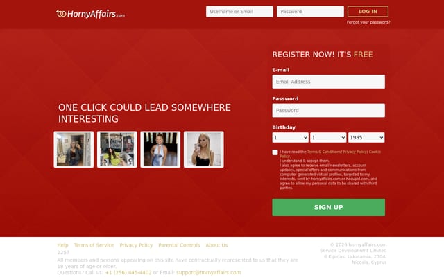 Screenshot of hornyaffairs.com