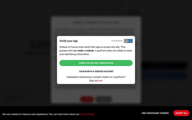 Screenshot of loyalfans.com