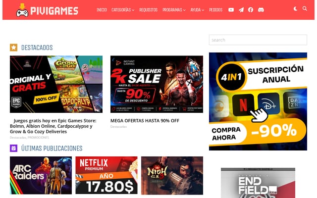 Screenshot of pivigames.blog