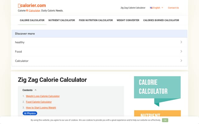 Screenshot of calorier.com