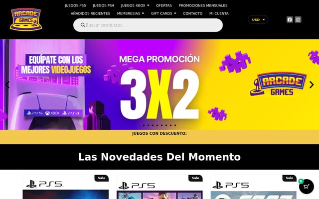 Screenshot of arcadegames.store
