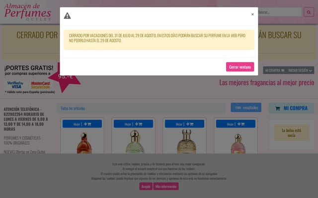 Screenshot of almacendeperfumesoutlet.com
