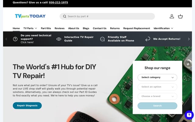 Screenshot of tvpartstoday.com