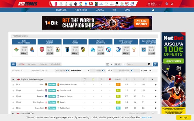 Screenshot of redscores.com