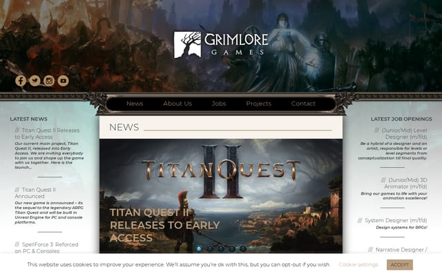 Screenshot of grimloregames.com