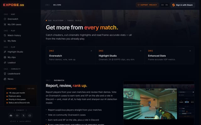 Screenshot of expose.gg