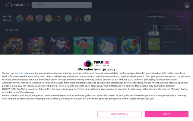 Screenshot of now.gg