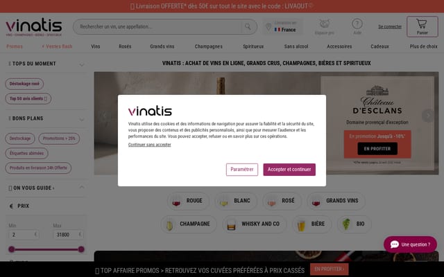 Screenshot of vinatis.com