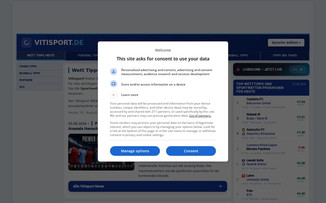 Screenshot of vitisport.de