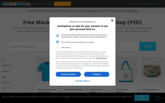 Screenshot of mockupfree.co