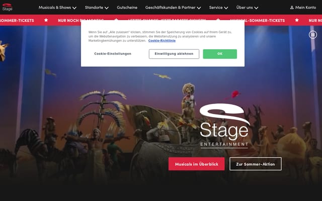 Screenshot of stage-entertainment.de