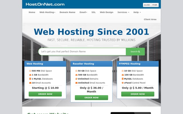 Screenshot of hostonnet.com