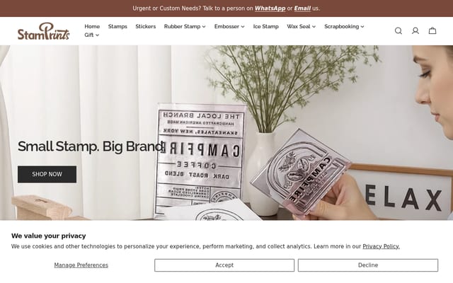 Screenshot of stamprints.com