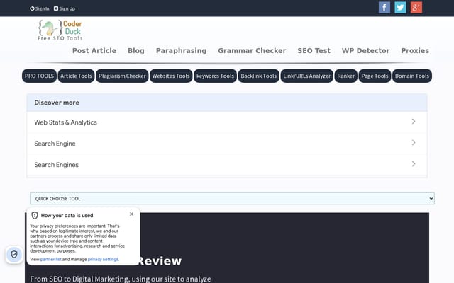 Screenshot of coderduck.com