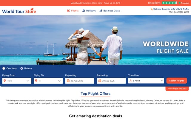 Screenshot of worldtourstore.co.uk