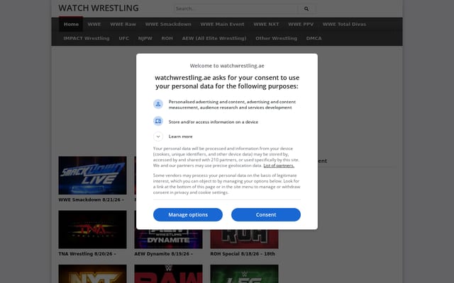 Screenshot of watchwrestling.ae