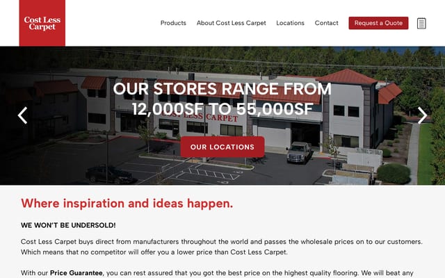 Screenshot of costlesscarpet.com