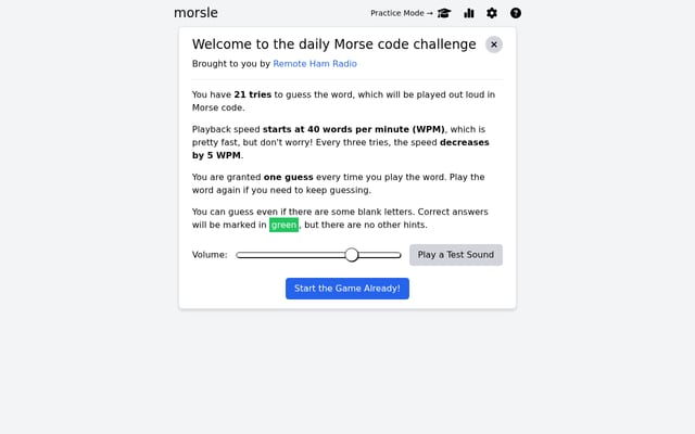 Screenshot of morsle.fun