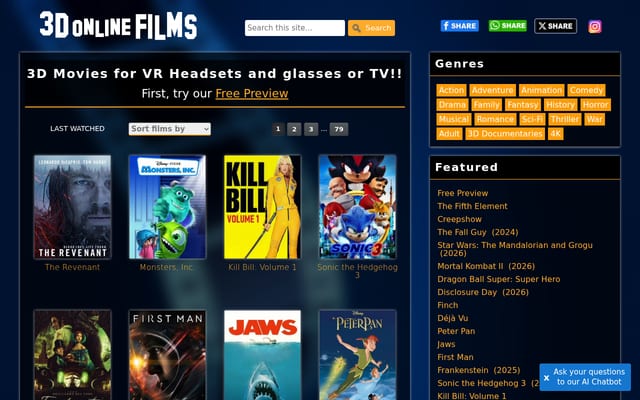 Screenshot of 3donlinefilms.com