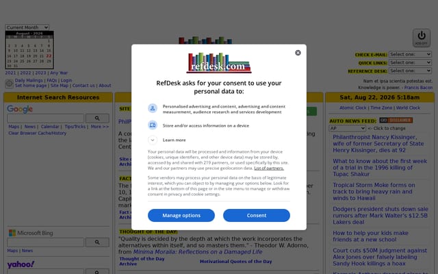 Screenshot of refdesk.com