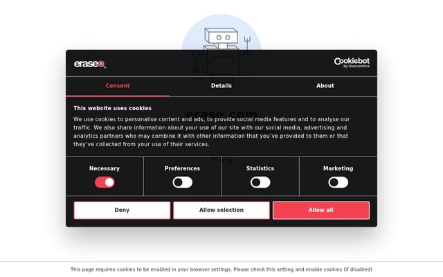 Screenshot of erase.com