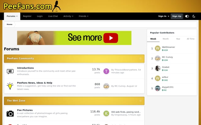Screenshot of peefans.com